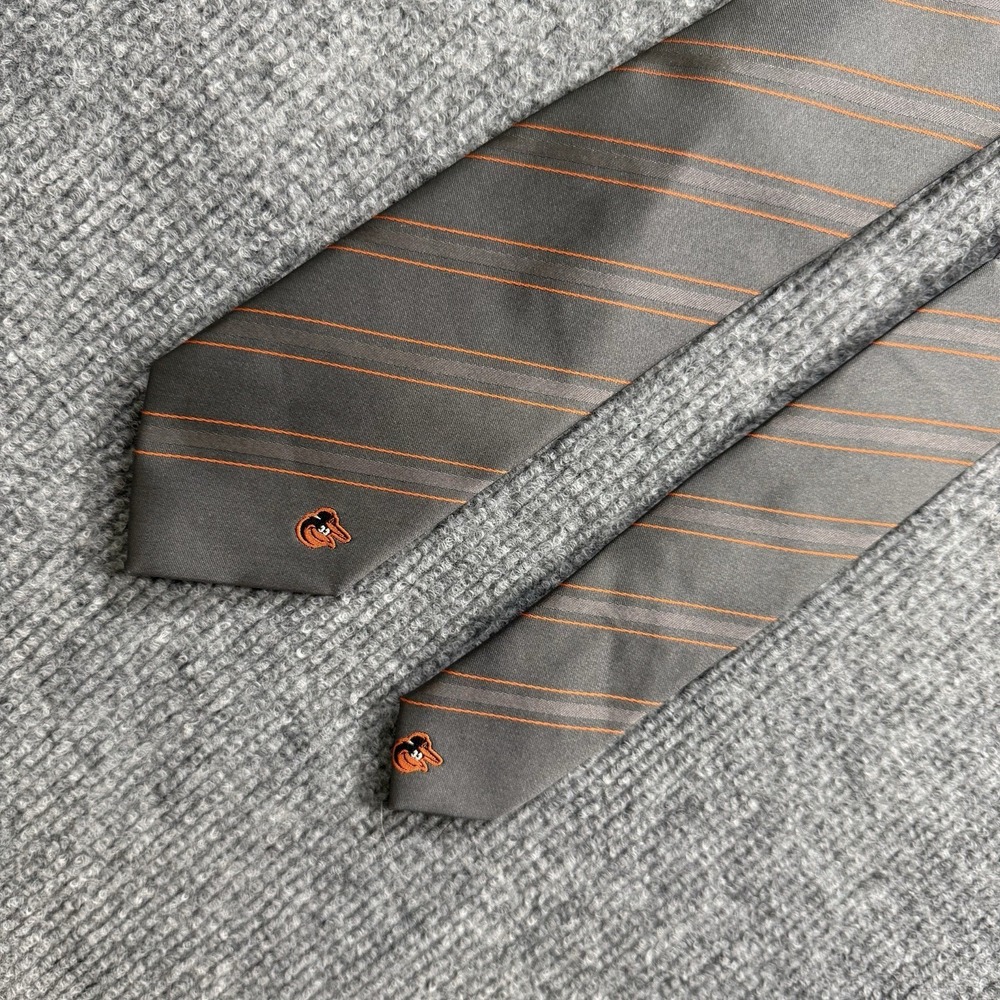 Baltimore Orioles Mens Gray Orange Stripe Neck Tie MLB Baseball EleVen Brand